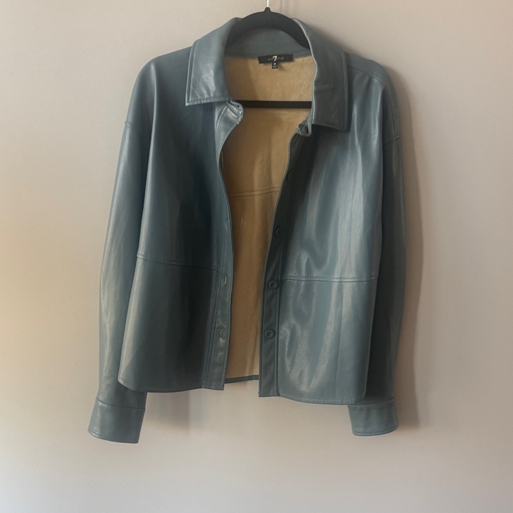 7 for all mankind Blue Faux Leather Jacket